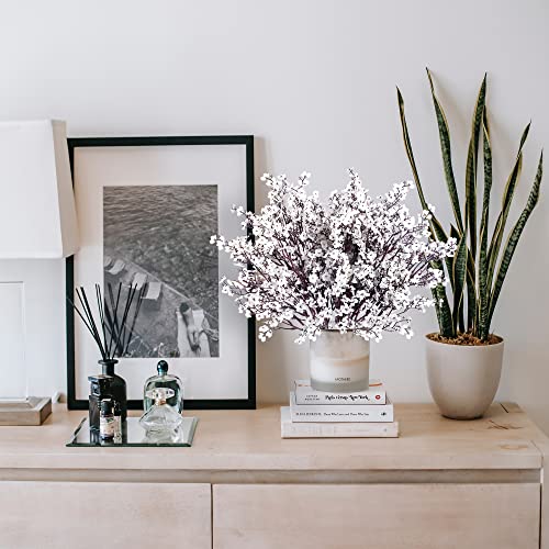Sggvecsy 15 Pcs Babys Breath Artificial Flowers Gypsophila Bouquets Bulk Real Touch Fake Silk Flowers for Home Wedding DIY Floral Arrangement Kitchen Table Centerpiece Festival Decoration (White) - color: White, size: 15Pcs