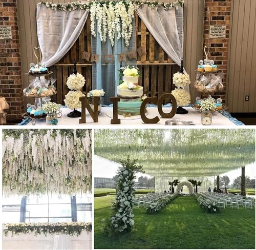 WEISPARK Wisteria Hanging Flowers - 36 Pieces 3.75 Feet/Piece Artificial Wisteria Vine Fake Ratta Hanging Garland Silk Flowers for Home Party Wedding Decor - color: 36pcs-white