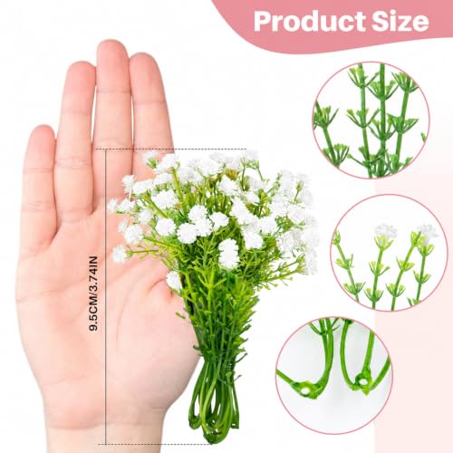 RAINFLOW Babys Breath Artificial Flowers Bulk - 100PCS Mini Flowers for Decoration Scrapbook Supplies Flower Garland Wedding Decorations for Reception Bouquet Accessories Home Decor(All White, 3.7In) | 100PCS Mini Flowers, Wedding Decorations, Bouquet Acc