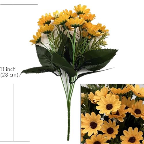 PASYOU Artificial Daisies Flowers, Field Daisy Bouquet Fake Silk Marguerites Flower 4 Pack Faux Plastic Plants Stems for Wedding Party Farmhouse Greenery Spring Decoration DIY Craft Decor - Yellow - color: Daisy 4 Pack- Yellow