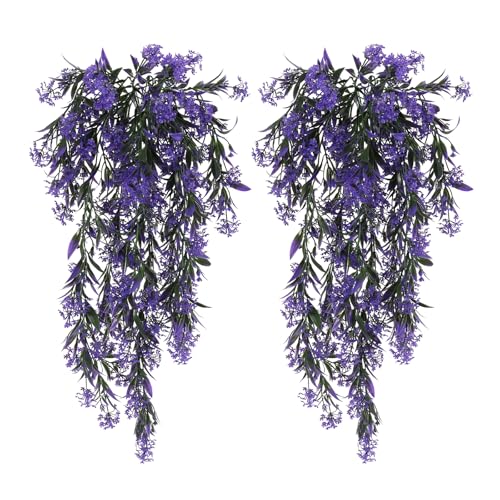 RECUTMS Artificial Hanging Plants 4 Pcs Ferns Plants Large Faux Artificial Hanging Plants Wall Plants Fake Ivy Room Decor Home Garden Wedding Party Indoor Outdoor Decorations(Purple) - color: Style1-purple