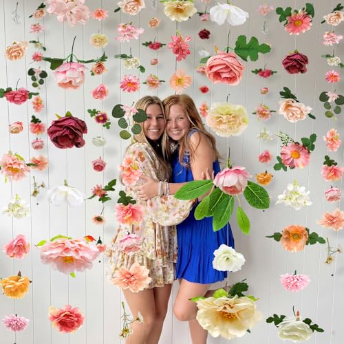 Suncalla 12 Pcs 70.8 ft Wildflower Garland Pre Strung Artificial Hanging Flower Vine Backdrop Decor from Ceiling Floating Silk Floral Garland for Garden Wedding Bridal Shower(Blossom,Multicolor) - color: Multi Color, style: Blossom