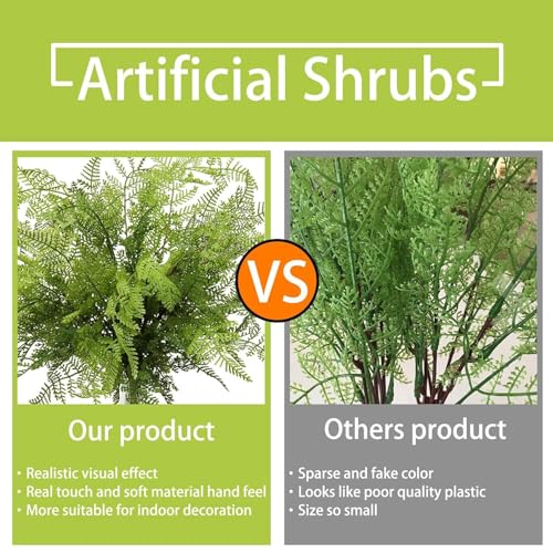 GnFlus Artificial Boston Fern Plants 19" Fake Greenery Shrubs 2 Pcs Faux Plant Bushes UV-Resistant for Indoor Outdoor Wedding DIY Bouquets Floral Arrangement Table Centerpieces - color: Greenery-1
