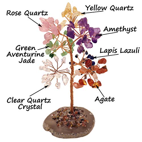 Mina Heal Healing Crystals Tree/Bonsai Tree for Home Decor, Room Decor and Office Desk, Spiritual Gifts for Energy Healing, Good Luck Gifts for Wealth & Prosperity, and Decorative Home Accessories - color: 7 Chakra Stones (Multi-color)