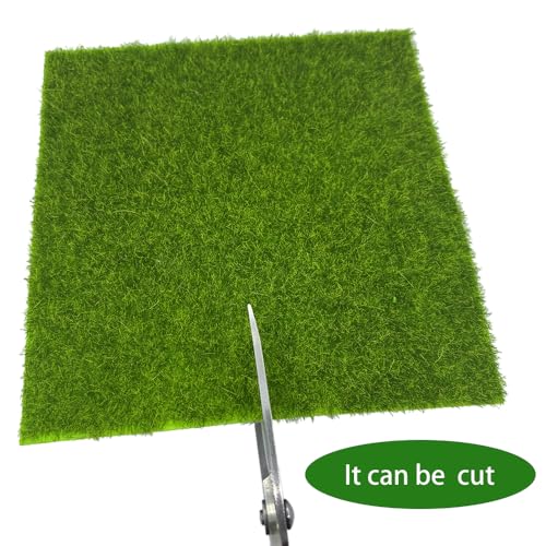 6 Pieces 6 x 6 Inches Fake Grass Decor for Crafts,Artificial Grass for Miniature Ornament Projects,Miniature Diorama,Miniature Decoration,House Scences
