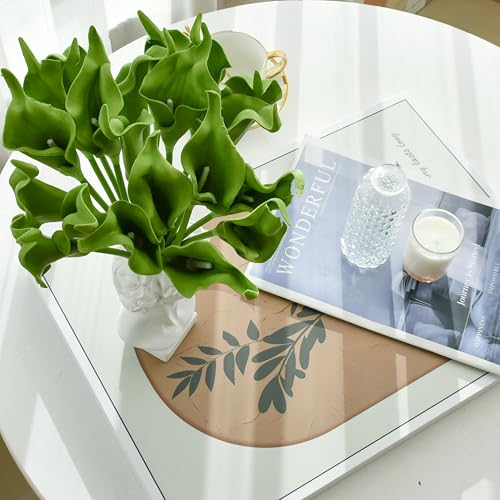 Mandy's 20pcs Green Calla Lily Artificial Flowers | 13.5 Inch PU Realistic Bouquet for Vase Elegant Home Decor Centerpiece Wedding Bridal Bouquet Table Decoration - color: Green