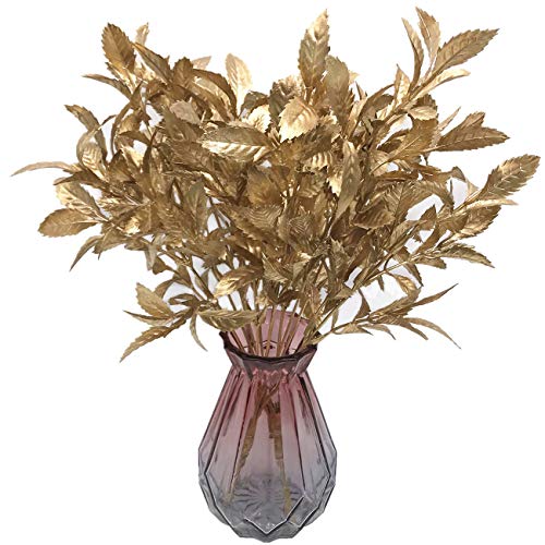 PASYOU Christmas Artificial Plants Decoration, Plastic Grass Fake Shrubs Simulation Leaves Indoor Outdoor Home Garden Planter Filler Party Hotel Verandah Wedding UV Resistant DIY Decor - Gold 2 Pack - color: Gold Grass - 2 Pack