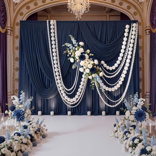 10ft x 8ft Wrinkle Free Navy Blue Backdrop Curtains for Parties, Thick Fabric Photo Backdrop Drapes for Weddings Photography Birthday Party Backgrpund Decor - color: Navy Blue, size: 10ftx8ft