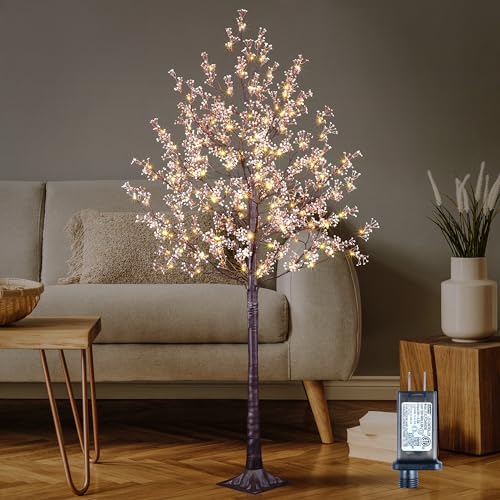 6FT Lighted Gypsophila Tree 176 LED Artificial Baby Breath Flowers Tree with Lights for Decor Inside and Outside Home Patio Wedding Festival Christmas Decoration Warm White - color: Pink