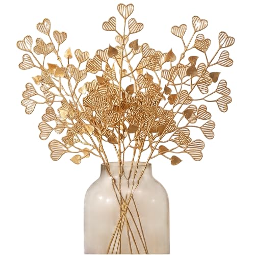 40 Pcs Decor Fake Heart Leaves for Christmas Decor Gold Leaf Artificiales para Table Wedding Home Room Office Decoracion (16inch) - color: Gold-b