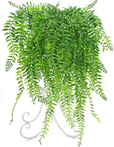 Artificial Hanging Vine, Weeping Willow Plastic Plants Greenery Leaves Fake Plant Faux Ivy Garland UV Resistant for Indoor Outdoor Garden Door Wall Baskets Wedding Party Table Decor Decoration - 4 Pcs - color: Hanging Vine Willow-4 Pcs