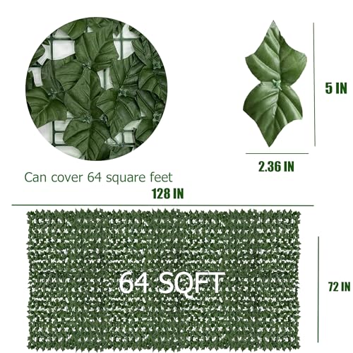 Artificial Ivy Privacy Fence Roll Screen,128" by 72" (64 SQFT) UV-Anti Faux Hedge Fence and Fake Ivy Vine Leaf Wall Panels for Indoor&Outdoor Green Backdrop, Garden Greenery Decor - color: Ivy vines, size: 72"x128"