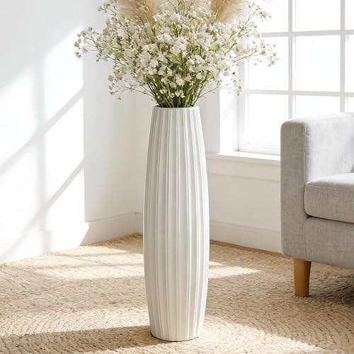 Large Floor Ceramic Tall Vase 28 Inches,White Modern Flower Tall Vases for Office, Home,Farmhouse,Living Room Décor,Simple Origami Design Fall Decorative Porcelain Flower Arrangement Vase Ideal Gift - color: Shape 1, size: 28 inch