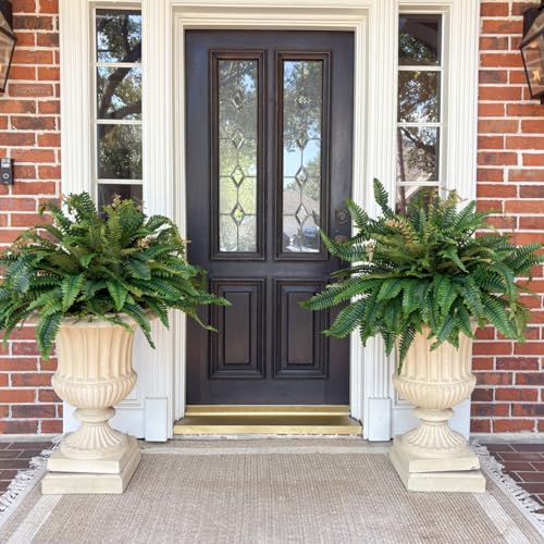 CQURE 128 Branches Fake Ferns Artificial Plants Large, 50" Set of 2 Artificial Boston Ferns Faux Hanging Fake Plants for Outdoors Planter Home Garden Decor - size: 50'' 128 leaves-2pcs