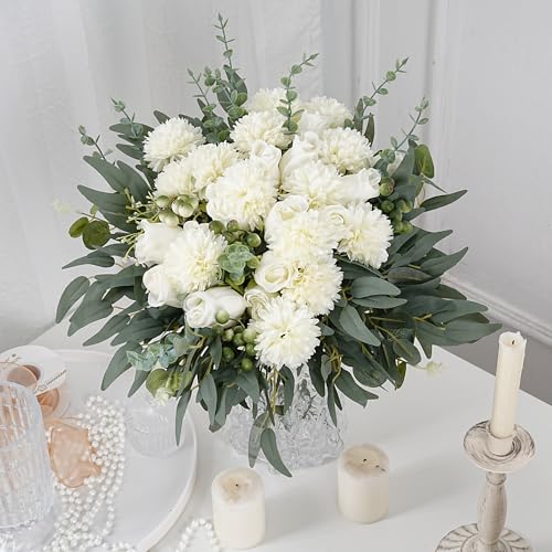 130 Pcs Mixed Eucalyptus Leaves Stems 8 Kinds Artificial Bulk Fake Silver Dollar Eucalyptus Bundle Faux Plants Greenery for DIY Wedding Vase Bouquets Floral Arrangement Engagement Decor （Green） - color: Green - 130 Artificial Green Plants (8 Styles)