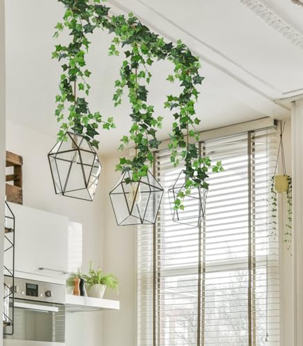 RECUTMS 3 Strands Artificial Ivy Vines 6.3Ft Green Ivy Garland Faux Hanging Plants Greenery Decoration Artificial Vines for Summer Indoor Home Wall Wedding Graduation Party Room Decor(Green) - color: Green-dgy3pcs