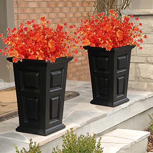 RECUTMS 12 Bundles Outdoor Artificial Flowers UV Resistant Fake Boxwood Plants, Faux Greenery for Indoor Outside Hanging Plants Garden Porch Window Box Home Wedding Farmhouse Décor(Golden) - color: Golden, size: 12 Pcs