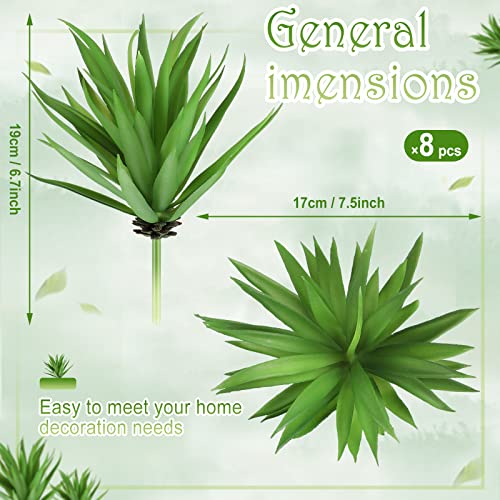 Jutom 8 Pcs Artificial Succulents Plants Faux Succulents Unpotted Yucca Lifelike Touch Agave Plant Fake for DIY Garden Home Office Outdoor Decoration (Green)