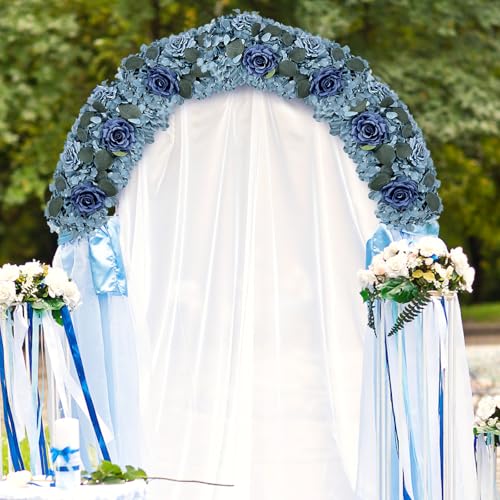 Pack of 6 Artificial Flower Wedding Arch Decorations, 18 inch Floral Centerpieces for Party Bridal Shower Event Table Wall Arrangement - Dusty Blue - color: Dusty Blue, size: Pack of 6 Flower Arrangements