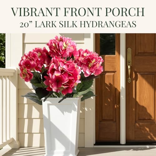 Larksilk Hydrangea Artificial Flowers - Faux Hydrangea Flowers - Home Decor, Easter Decorations, Spring Decor - Floral Centerpieces for Tables - 20" Floral Stems, Fuchsia, 24 Pieces - color: Fuchsia, size: Pack of 24