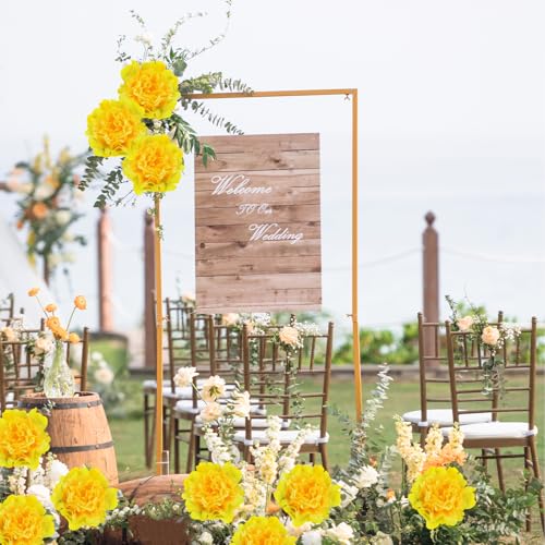 20 Pcs Artificial Flower Peonies, 5" Silk Fake Peonies with 6" Stems No Leaf, Faux Peonies Flowers for Decoration Wedding Home Party Centerpiece Decor Floral Art (Yellow) - color: Yellow