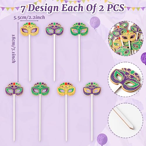 TICIAGA Carnival Mask Wooden Picks - 14PCS Circus Mask Double-Sided Wooden Decorative Picks for Home Vase Filler Mardi Gras Colorful Mask Wooden Picks Decor for Carnival Party Decorations Supplies - color: Carnival Mask