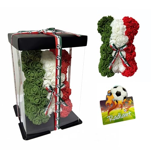 Mexico Artificial Rose Flower Bear,Perfect Romantic Gift for Her, Valentine's Mother's Day, Christmas, Birthday,Thanksgiving Party Anniversary Girl Friend Wife Light Strips and Greeting Cards (MX) - color: Mx