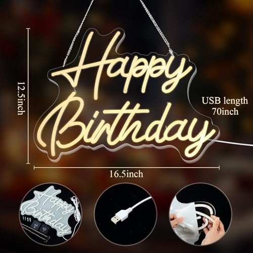 18 Pcs 24"x16" Artificial Grass Wall Panel, Neon Sign 16.5" x 12.2" with Dimmable Switch for Indoor Outdoor Patio Balcony Greenery Garden Privacy Fence Party Wedding Birthday Decor(Happy Birthday) - style: Happy Birthday
