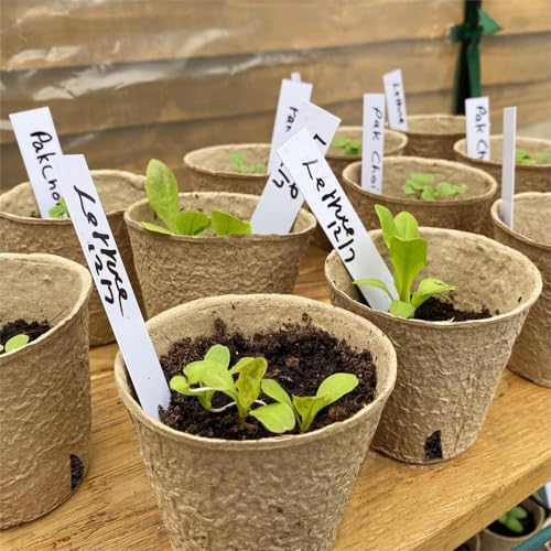Dalzom® 60Pcs 4” Peat Pots with 60Pcs Plant Labels, Biodegradable Pots for Seedlings with Drainage Holes, Garden Plant Nursery Pots Seed Starting Trays - size: 4"
