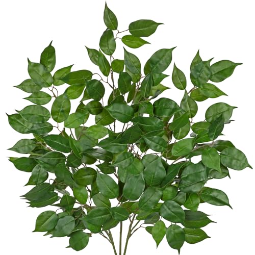Ficus Leaves Artificial Branches 41.3" Faux Ficus Tree Branches Fake Greenery Plant Spray for Tree DIY Arch Wedding Bouquet Wreath Wall Decor - 3PCS - color: 41inch-3pcs/Green