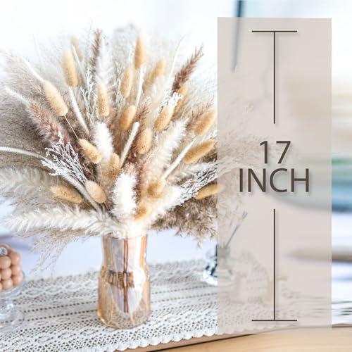 300PCS Natural Pampas Grass Mix Bouquet | Dried Pampas Bouquet for Wedding Boho Flowers Home Table Decor Desk Decor, Rustic Farmhouse Decor (300PCS) - size: 300PCS