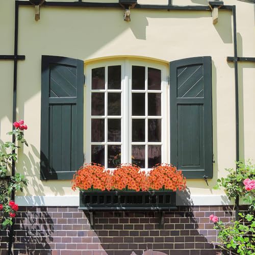 21 Bundles Outdoor Artificial Flowers UV Resistant Fake Silk Flowers No Fade Faux Plastic Plants Garden Porch Window Box Decoration(Orange) - color: Orange