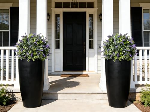 ALL SEASON GREEN Artificial Lavender Boxwood Topiary, 24'' Purple Flowers Potted Faux Outdoor Plant, Front Porch Decor - size: 24'' Tall