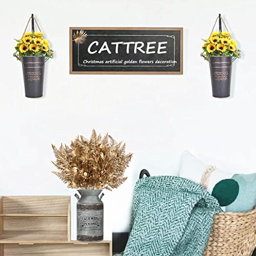Artificial Flowers Christmas Decor, Golden Leaves Boston Branches Fern Plants Fake Berry Grass for Wedding Bridal Bouquet DIY Party Hall Indoor Home Office Table Centerpieces Decoration - Gold 4 Pack - color: Gold Boston Grass 2pcs & Berry Leaves 2pcs