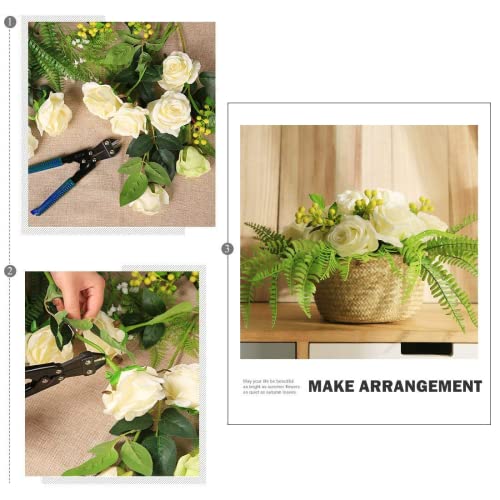 Laelfe 12 PCS Artificial Flowers Roses Silk Flowers Fake Long Stem Artificial Roses for Home Wedding Bathroom Kitchen Decorations - color: Off White