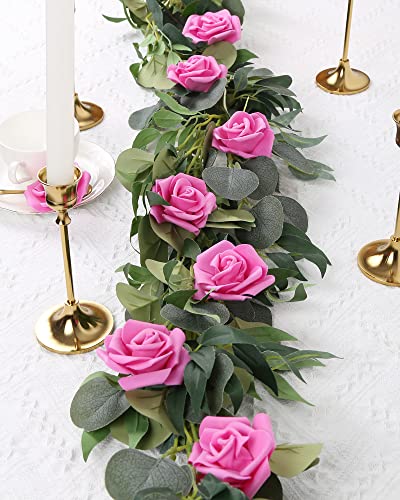IPOPU Artificial Rose Flower Heads, 100pcs Real Looking Hot Pink Foam Fake Roses for DIY Wedding Baby Shower Centerpieces Arrangements Party Tables Home Decorations (Hot Pink, Stemless) - color: 100pcs Hot Pink