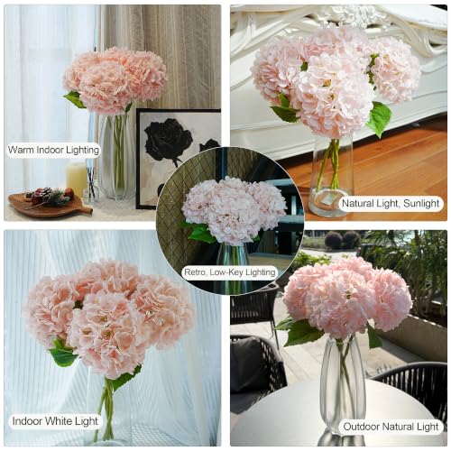 Jahe 4 Pcs Hydrangea Artificial Flowers, 20'' Tall Large Bloom Faux Hydrangea Flowers,Real Touch Fake Flowers, Bouquet Home Wedding Party Decor, DIY Floral Arrangement,Light Pink - color: Light Pink