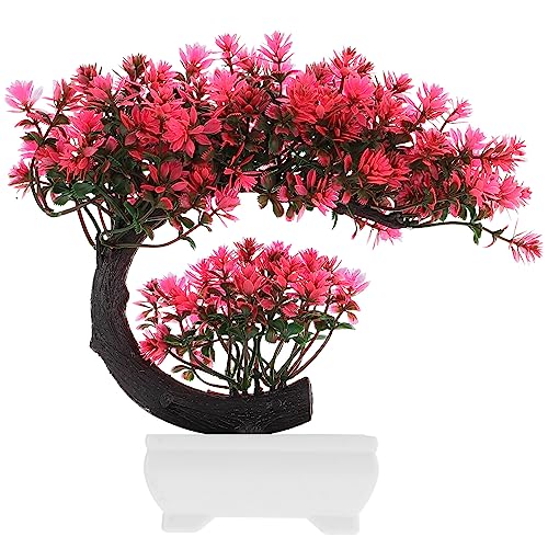 GANAZONO Simulated Green Potted Plants Lifelike Artificial Bonsai Decor for Home Office Shop Easy Care Faux Greenery for Vibrant Indoor Decoration - color: Pink