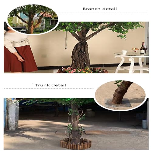 Large Artificial Ficus Tree - Realistic Fake Tree with Silk Leaves and Natural Wood Trunk - Indoor Home Office Decor - 1.5mx1.2m - size: 2.5*2.5m/98*98in