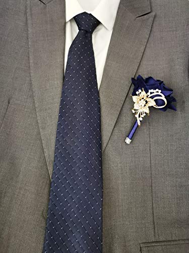 YIFUwedding Bride Water Drop Wine red Bouquet Navy Blue Wedding Bouquet Luxury Jewelry Proposal Bridesmaid Bouquet Groom Corsage Bride Wrist Flower Wedding Decoration, Navy Blue Groom Corsage - color: Navy Blue Groom Corsage