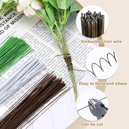 MECCANIXITY 100pcs Brown Floral Wire Stems Bendable 0.55mm 24 Gauge Florist Wire for Artificial Flower Making Crafts Wreaths Supplies - color: Brown, size: 0.55mm