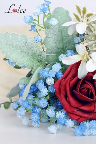 LELEE 30 PCS Baby's Breath Artificial Flowers - Blue Small Babys Breath Flowers - Real Touch Fake Gypsophila Bouquets for Wedding Decor, Party Arrangements, Home Decoration, DIY Crafts - color: 30pcs Small Flower Blue