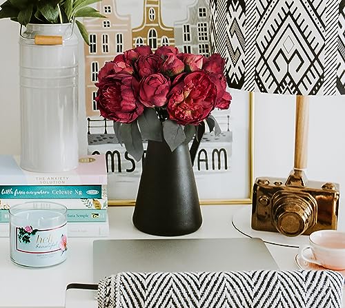 2 Bouquets Red Peonies Silk Flowers 14Heads Faux Peony Flowers Red Fake Peonies Flowers Artificial for Decorations for Wedding Bouquets Bridal Shower Decorations Home Office Party Decor - color: Red