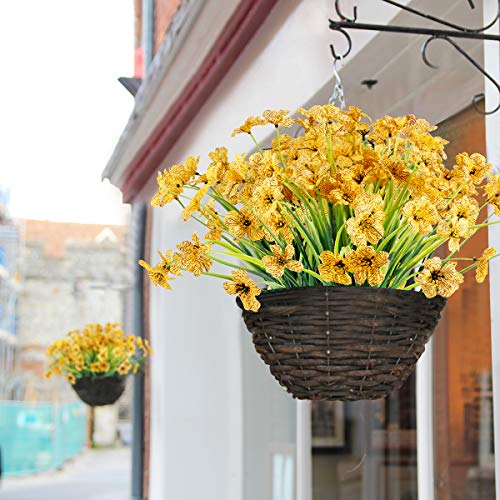 JEMONG 20 Bundles Artificial Flowers Outdoor UV Resistant Fake Flowers No Fade Faux Plastic Plants Garden Porch Window Box Decorating (Yellow)… - color: Yellow, size: 20Bundles