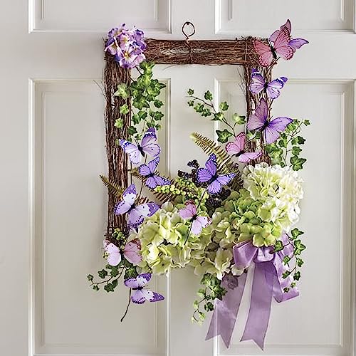 Artificial Butterfly Garland, Fake Butterfly Decorative Vines, DIY 3D Unique Butterfly Hanging Decor for Home Wall Easter Spring Flowers Party Wedding Arch Shopping (Light Purple) - color: Light Purple