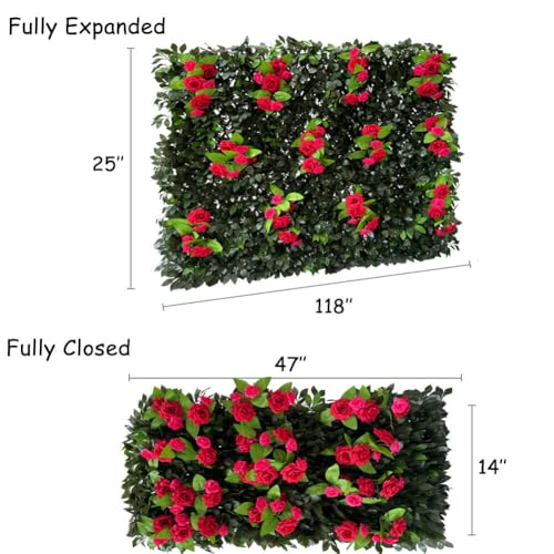 Sumery Expandable Fence Privacy Screen for Balcony Patio Outdoor,Decorative Faux Ivy Fencing Panel,Artificial Hedges (Single Sided Leaves) (1, Branches -Red Rose) - color: Branches -Red Rose