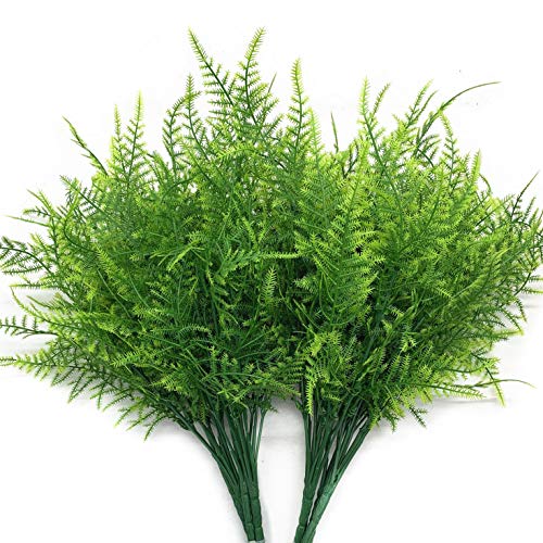 PASYOU Artificial Shrubs, Plastic Plants Fake Bushes Grass Greenery Leaves Shrub Bush Home Garden Indoor Outdoor Verandah Wedding Party DIY Table Arrangement Decoration Planting Filler 8 Bundles - color: Fine Grass-8 Pcs