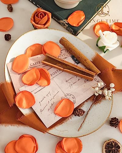 TINGE TIME 200pcs Silk Rose Petals Burnt Orange Flower Petals for Wedding, Flower Girl Basket, Aisle Runner, Romantic Dinner Centerpieces, Proposal, Party Confetti - color: Burntorange
