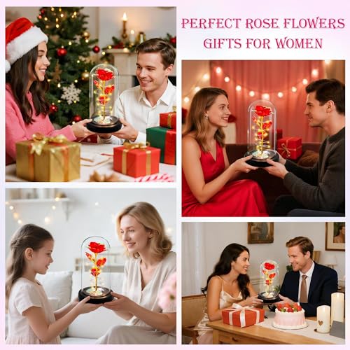 Childom Mothers Day Mom Gifts for Mom,Birthday Gifts for Women Moms Grandma,Flowers for Delivery Prime,Red Light Up Rose in A Glass Dome,Anniversary Valentines Roses Gift for Her Wife Daughter - color: Red Large