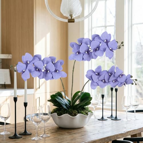 6 Pcs Light Purple Artificial Orchid that Look Real Phalaenopsis Orchid Flowers 30" Velvet Silk Fake Orchid Stems for Tall Vase Wedding Party Centerpieces Home Decor (Light Purple) - color: Light Purple